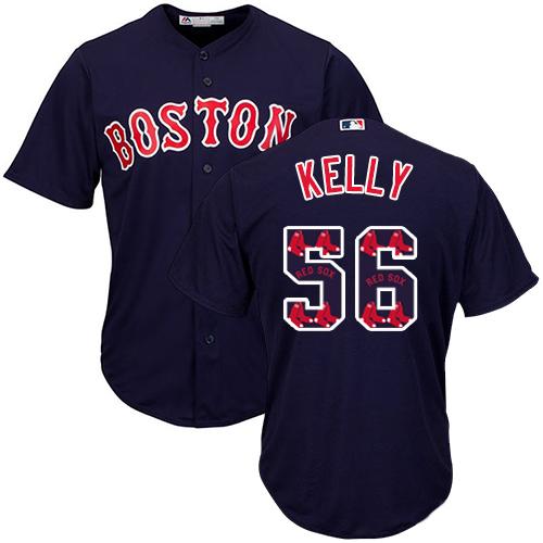 Red Sox #56 Joe Kelly Navy Blue Team Logo Fashion Stitched MLB Jersey